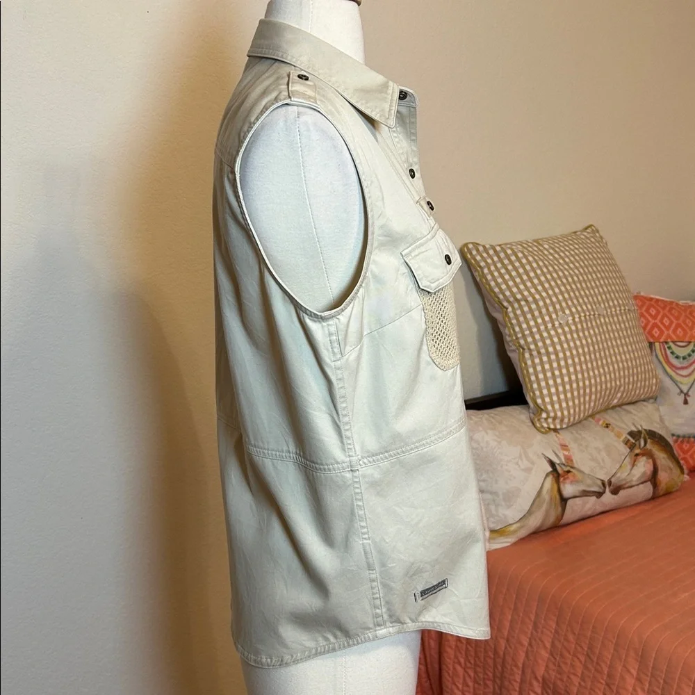 LAUREN RALPH LAUREN VINTAGE 9Os Y2K SAFARI VEST LT KHAKI TAN WOMENS SIZE MEDIUM